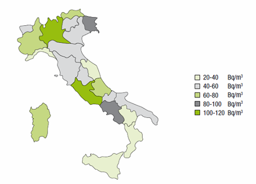 Concentrazioni di Radon in Italia